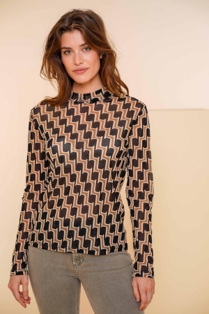 Geisha Top mesh aop 999 Black/sand/offwhite