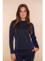 Geisha Top turtle with lurex 999 Black/blu lurex