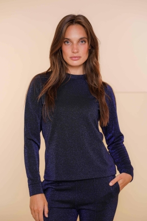 Geisha Top turtle with lurex 999 Black/blu lurex