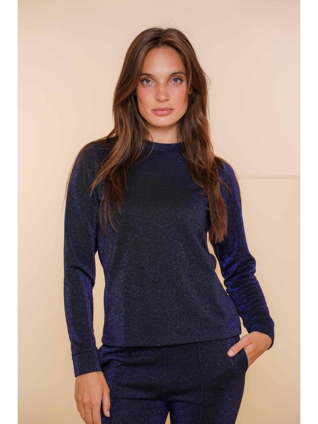 Geisha Top turtle with lurex 999 Black/blu lurex