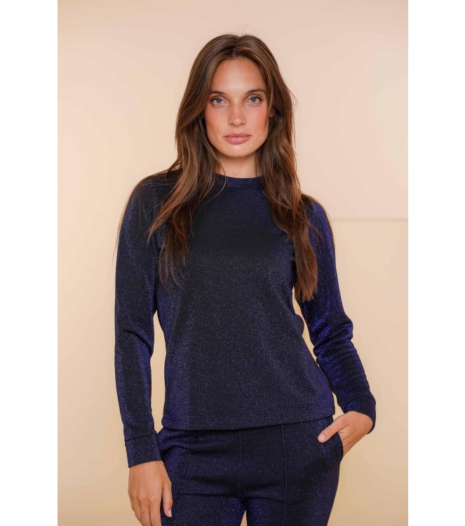 Geisha Top turtle with lurex 999 Black/blu lurex