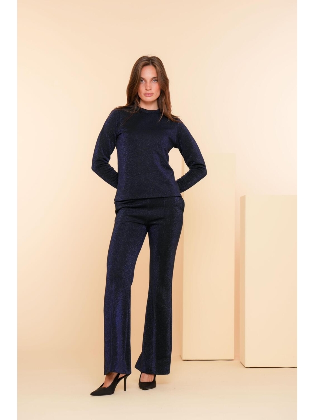 Geisha Top turtle with lurex 999 Black/blu lurex