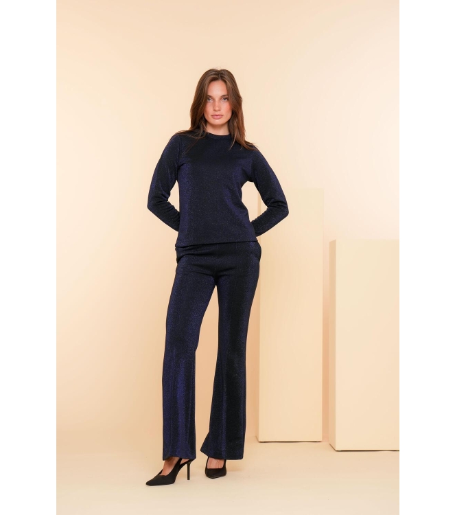 Geisha Top turtle with lurex 999 Black/blu lurex