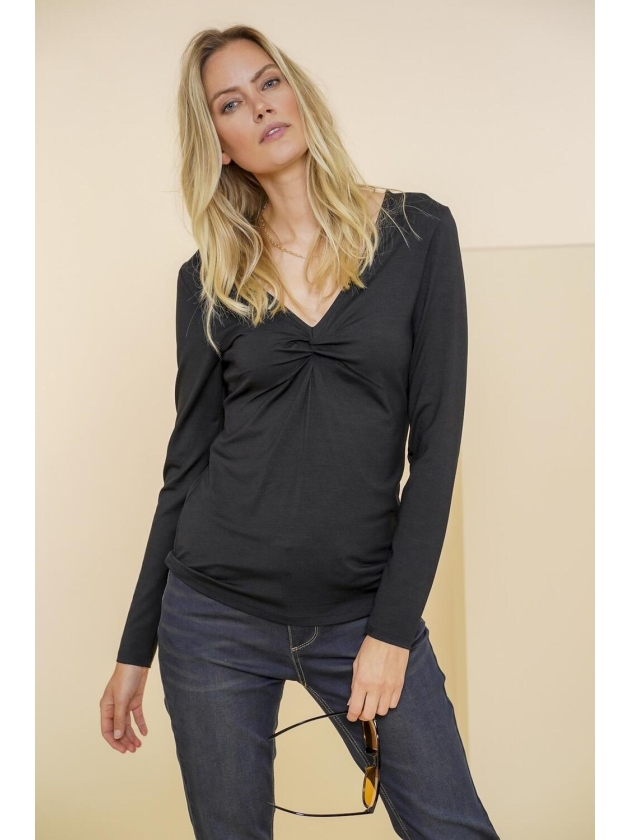 Geisha Top V-neck long sleeves 999 Black