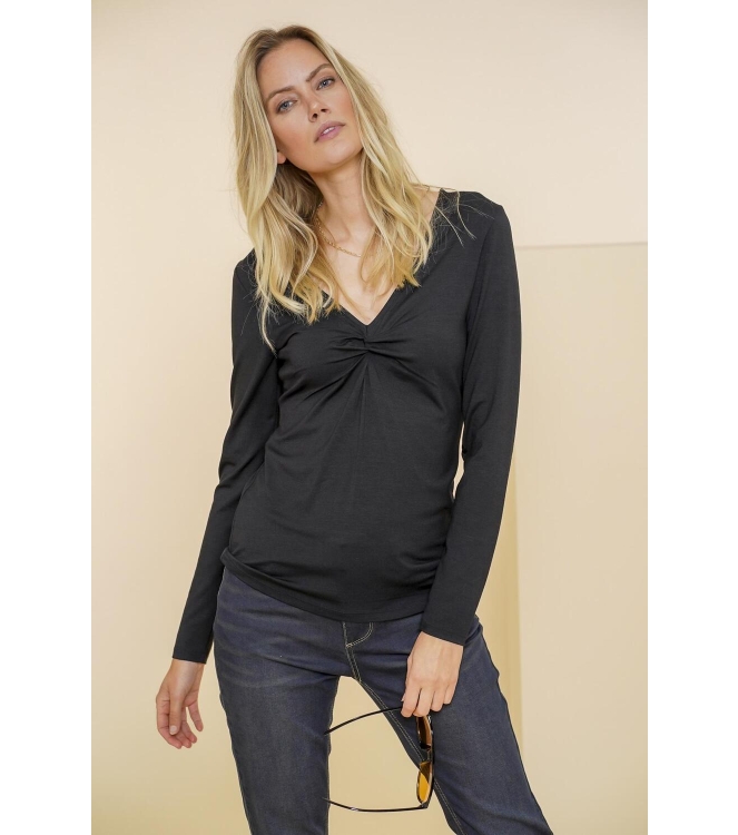 Geisha Top V-neck long sleeves 999 Black