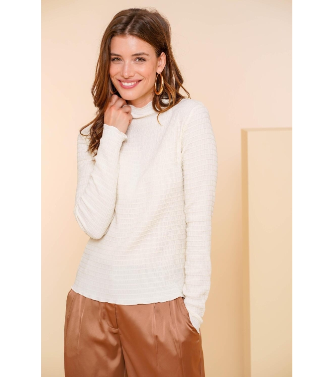 Geisha Top col fancy rib 10 Off white