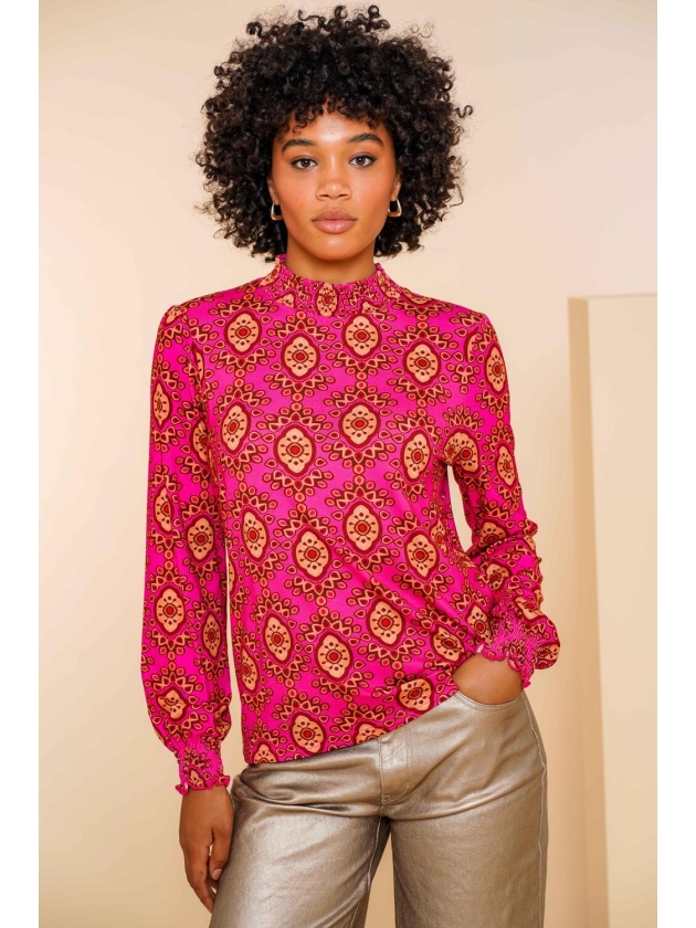 Geisha Top 445 Fuchsia/camel