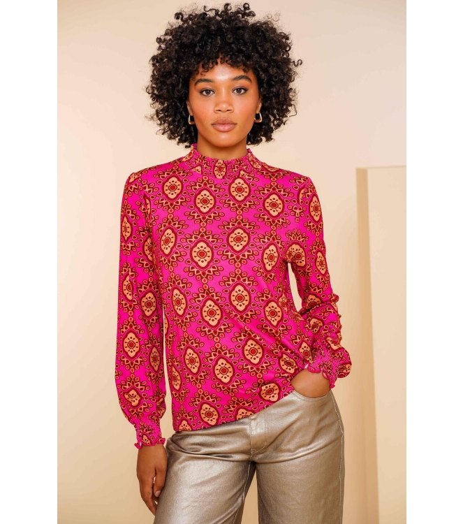 Geisha Top 445 Fuchsia/camel