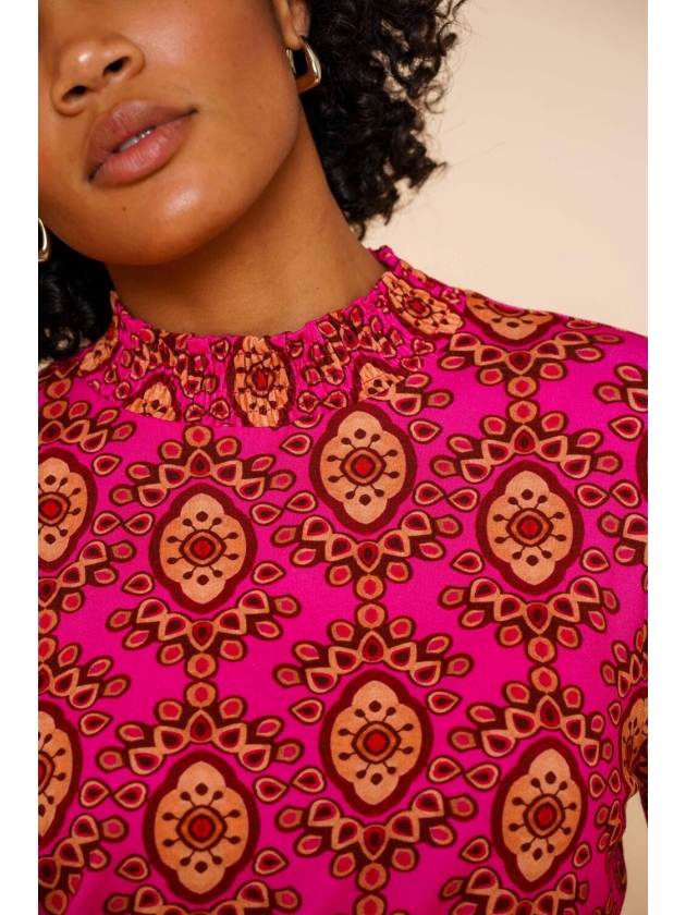 Geisha Top 445 Fuchsia/camel