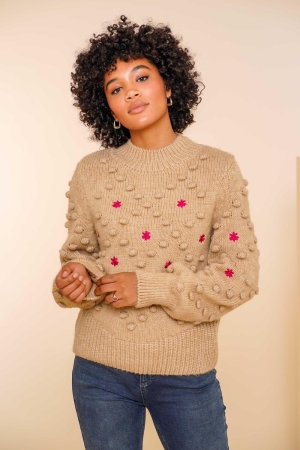 Geisha Pull  dot & flower 720 Sand/cyclaam