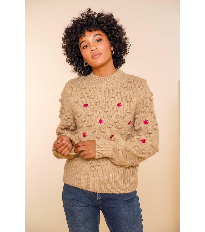 Geisha Pull  dot & flower 720 Sand/cyclaam