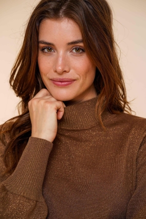 Geisha Pullover basic turtle lurex 720 Sand lurex