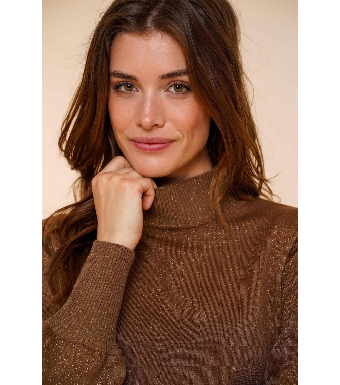 Geisha Pullover basic turtle lurex 720 Sand lurex