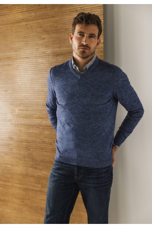 State of Art Pullover V-Neck Plai Kobalt