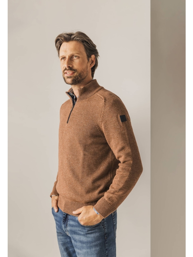 State of Art Pullover Sportzip Pl Cognac
