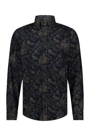 State of Art Shirt LS Print Cordu Donkerblauw