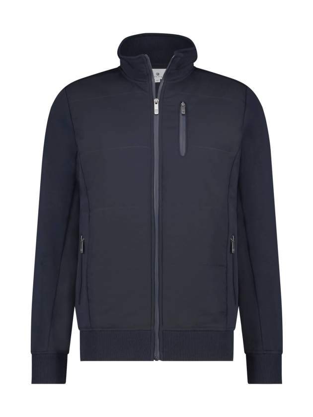 State of Art Sweat Cardigan Plain Donkerblauw