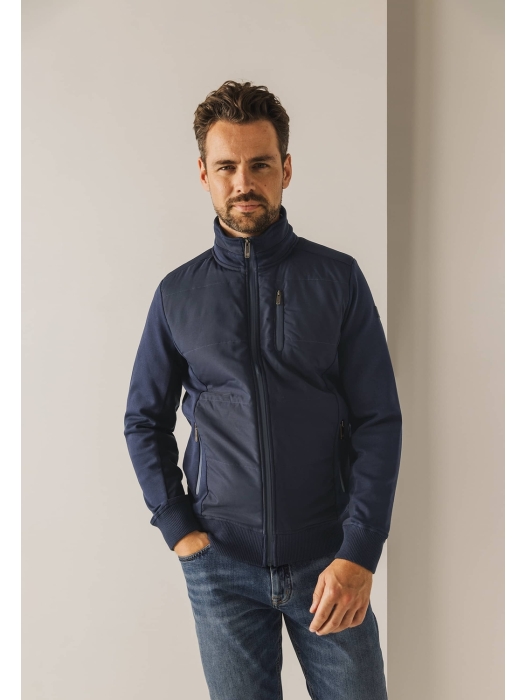State of Art Sweat Cardigan Plain Donkerblauw