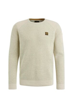 PME Legend R-neck cotton rib melee knit 7013 Bone white