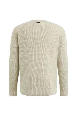 PME Legend R-neck cotton rib melee knit 7013 Bone white