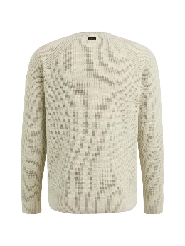 PME Legend R-neck cotton rib melee knit 7013 Bone white