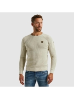 PME Legend R-neck cotton rib melee knit 7013 Bone white