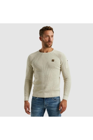 PME Legend R-neck cotton rib melee knit 7013 Bone white