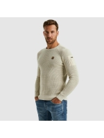 PME Legend R-neck cotton rib melee knit 7013 Bone white