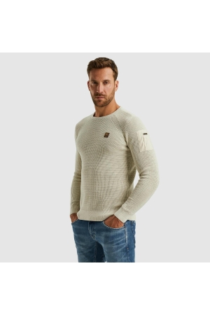PME Legend R-neck cotton rib melee knit 7013 Bone white