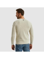 PME Legend R-neck cotton rib melee knit 7013 Bone white