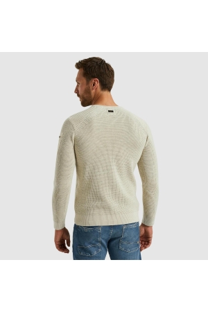 PME Legend R-neck cotton rib melee knit 7013 Bone white
