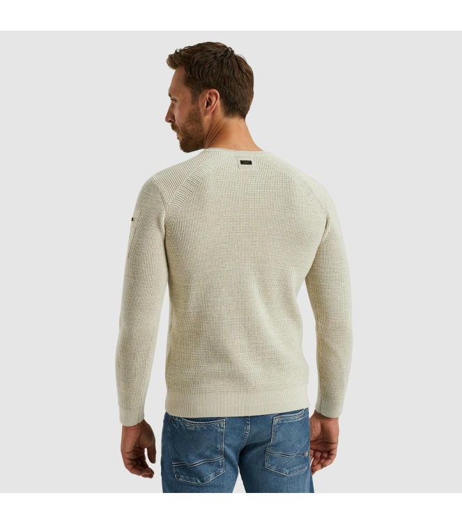 PME Legend R-neck cotton rib melee knit 7013 Bone white