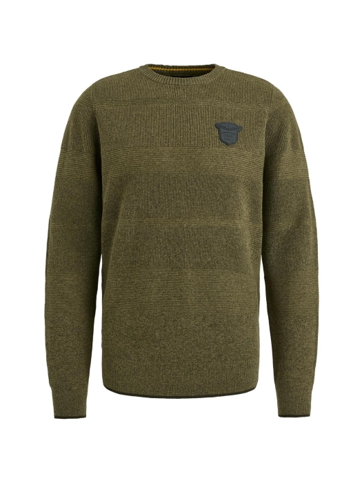 PME Legend R-neck cotton structure knit 6399 Dried herb