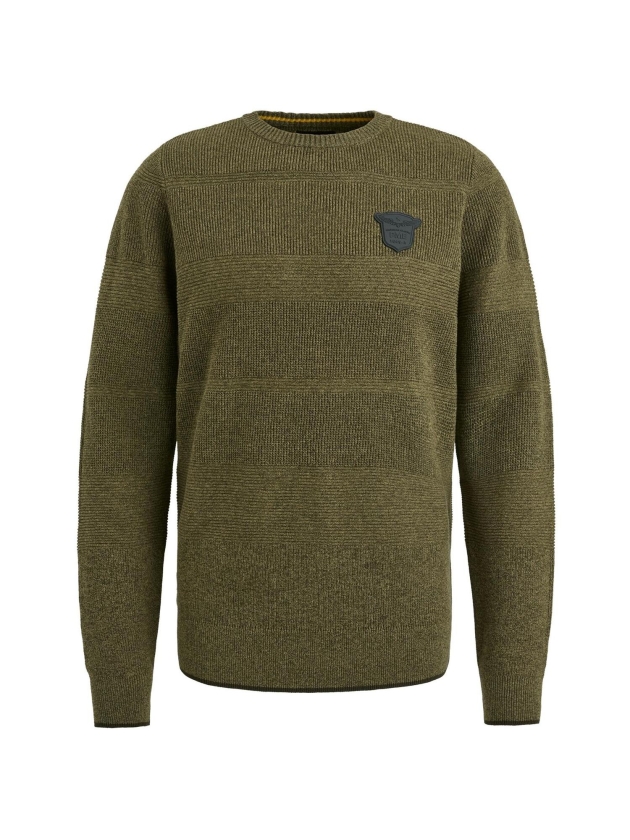 PME Legend R-neck cotton structure knit 6399 Dried herb