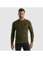 PME Legend R-neck cotton structure knit 6399 Dried herb