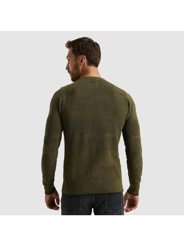 PME Legend R-neck cotton structure knit 6399 Dried herb