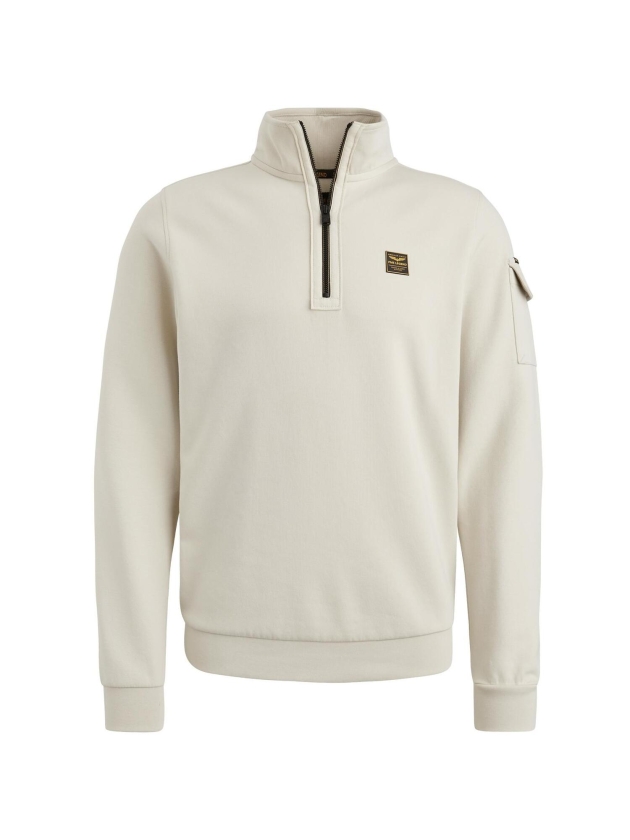 PME Legend Half zip collar interlock jersey 7013 Bone white
