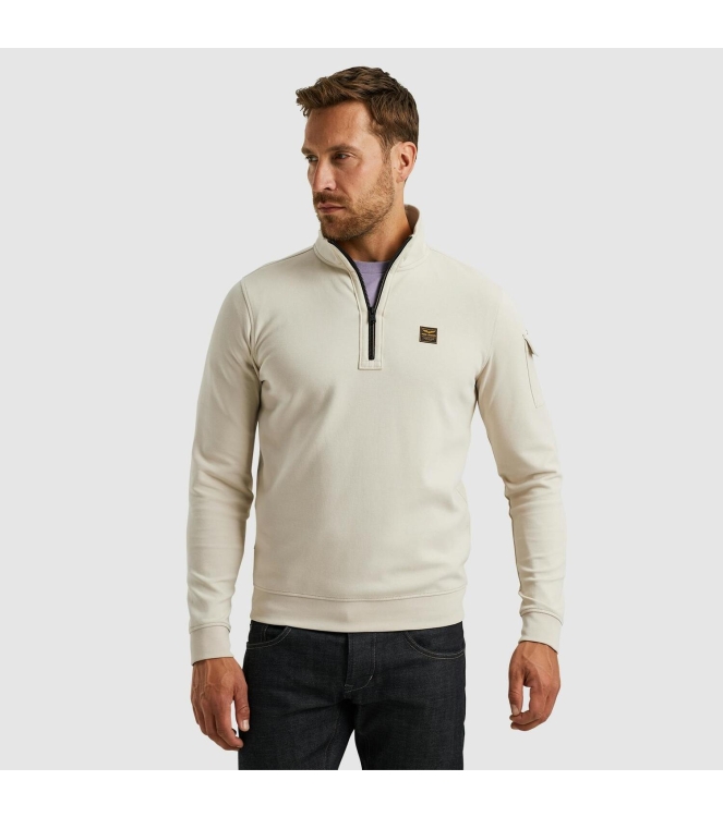 PME Legend Half zip collar interlock jersey 7013 Bone white