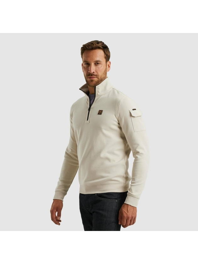 PME Legend Half zip collar interlock jersey 7013 Bone white