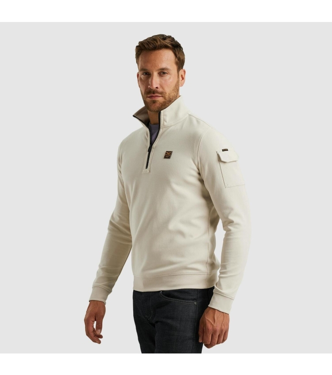 PME Legend Half zip collar interlock jersey 7013 Bone white