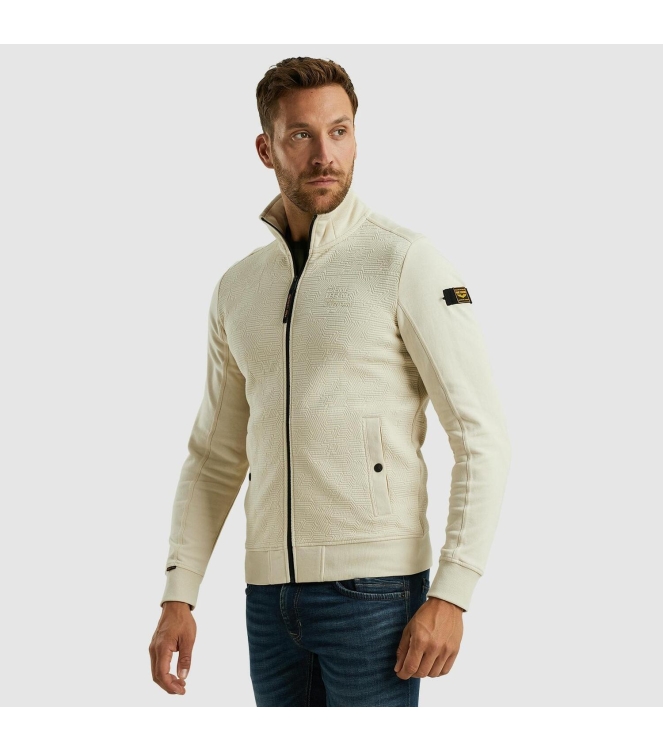 PME Legend Zip jacket jacquard interlock swea 7013 Bone white