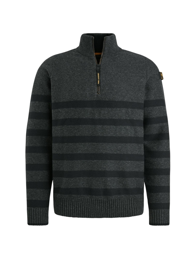 PME Legend Half zip collar cotton rib knit 996 Antracite Melee