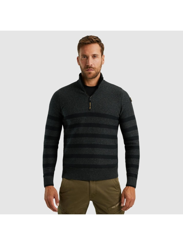 PME Legend Half zip collar cotton rib knit 996 Antracite Melee