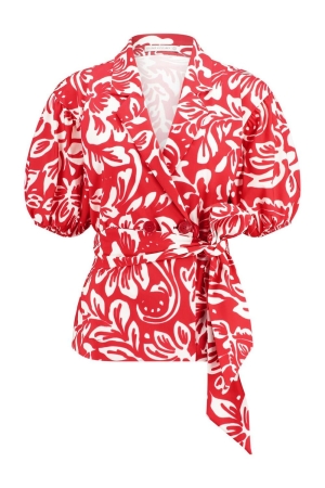 Studio Anneloes Elise flower blazer 3711 deep red/offwhite