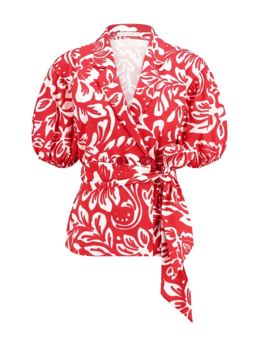 Studio Anneloes Elise flower blazer 3711 deep red/offwhite