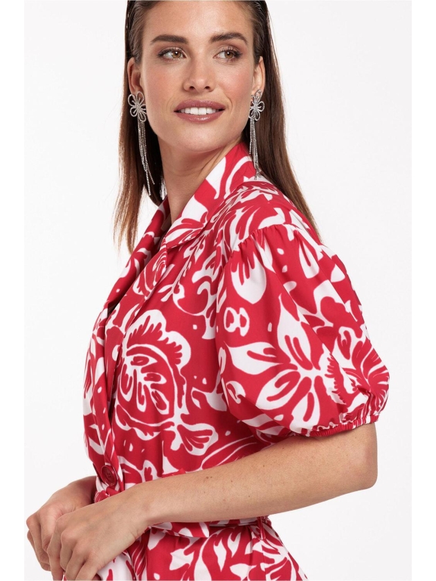 Studio Anneloes Elise flower blazer 3711 deep red/offwhite