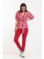 Studio Anneloes Elise flower blazer 3711 deep red/offwhite