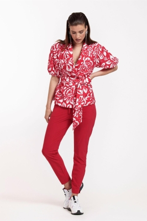 Studio Anneloes Elise flower blazer 3711 deep red/offwhite