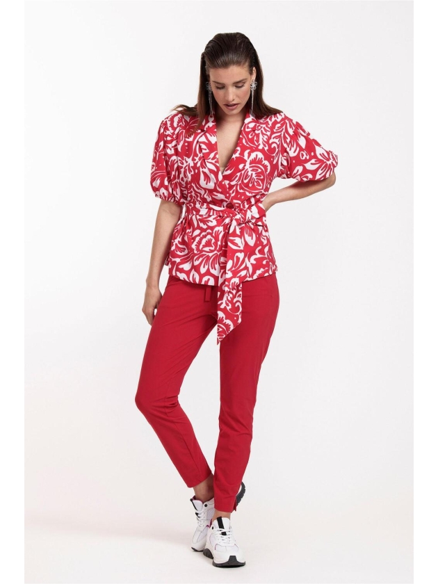 Studio Anneloes Elise flower blazer 3711 deep red/offwhite