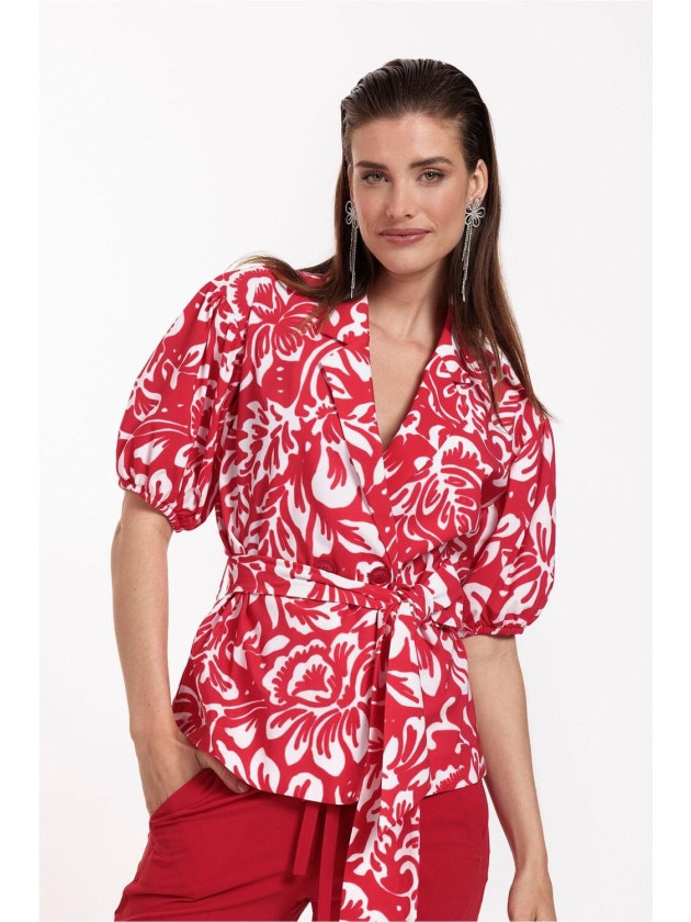 Studio Anneloes Elise flower blazer 3711 deep red/offwhite